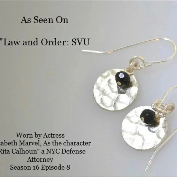 Worn On TV, Worn On SVU, Black Spinel, Hill Tribe Silver Hammered Disc - Picture 5 of 5